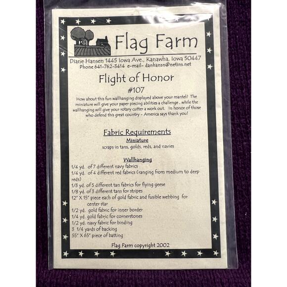 quilt pattern flag farm quilt flight of honor miniature and wall hanging - Picture 4 of 6